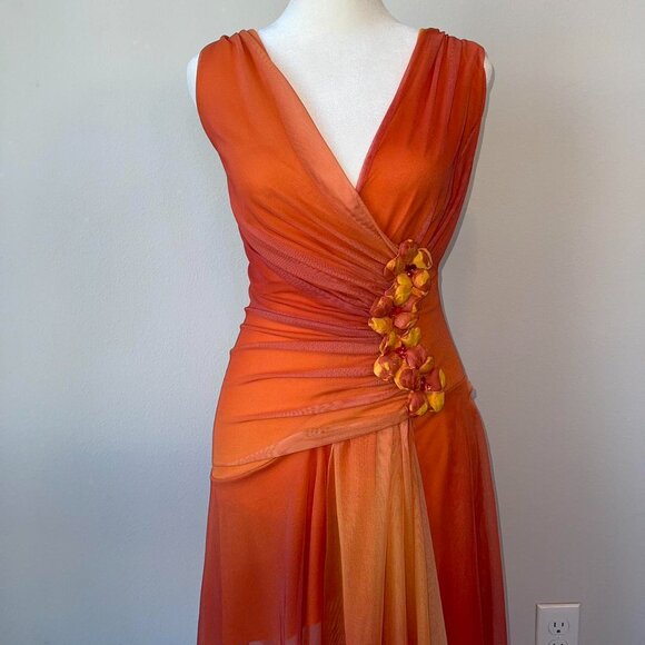 Women's Orange and Yellow Dress - Picture 3 of 5